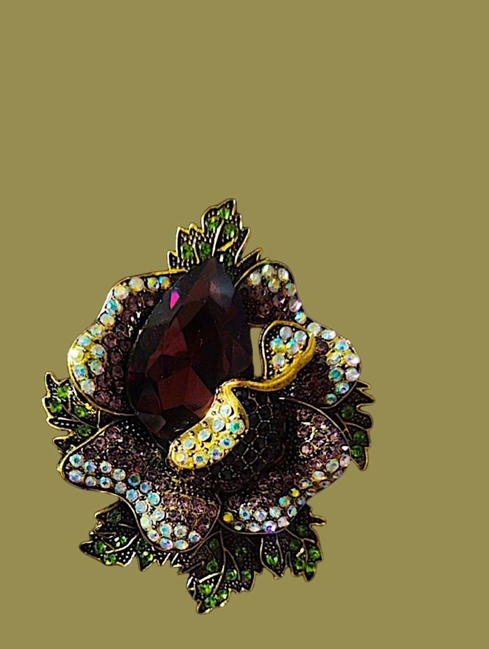 Elegant Purple Crystal Floral Brooch